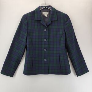 Vintage Pendleton Blazer Womens 6 Petite Tartan Plaid Black Watch Wool Preppy